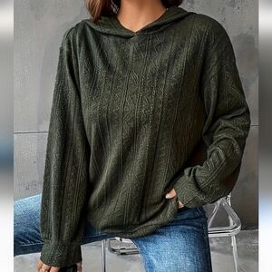 SHEIN Olive Green Hooded Pullover